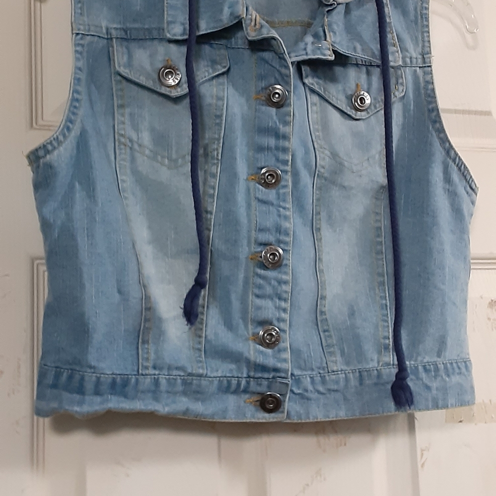 Blue Jean Vest with hoddie